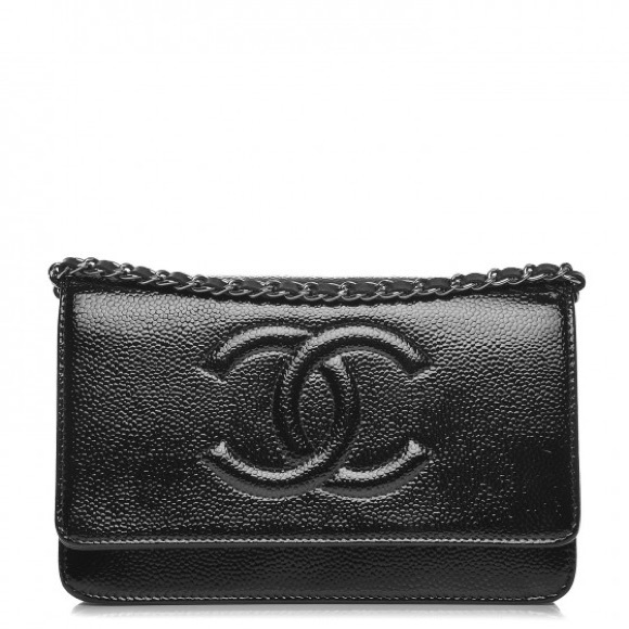 Chanel CC Patent Caviar Timeless Wallet on Chain WOC Chain Crossbody Purse Bag - Picture 1 of 14